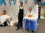 Mr. Carr and Mrs. E. dressed up at the Book Fair