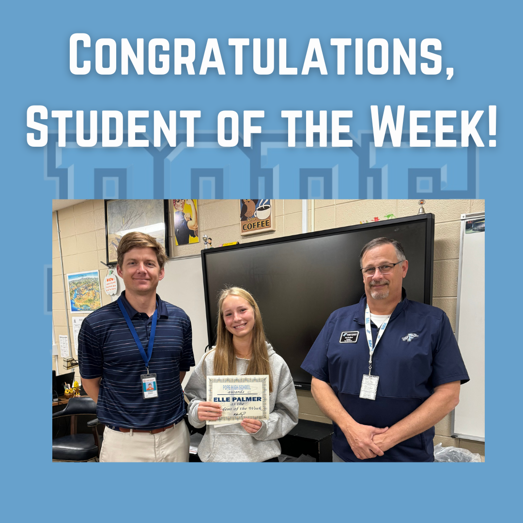Student of the week with principal and teacher