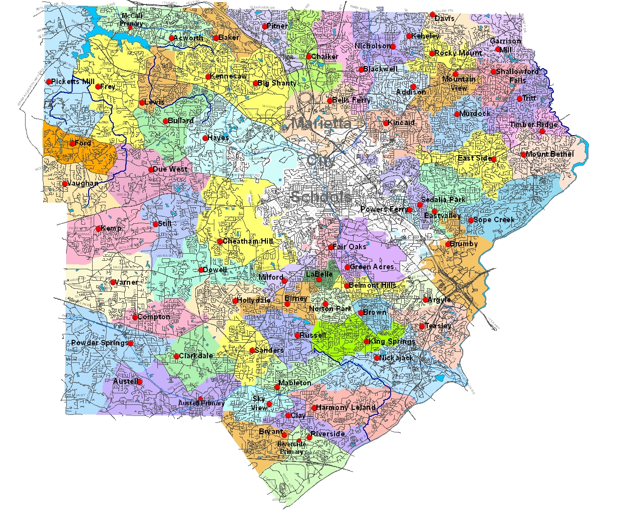 Cobb Middle Schools Map