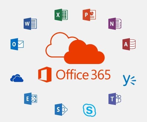Logo for office 365 with all application icons in a circle