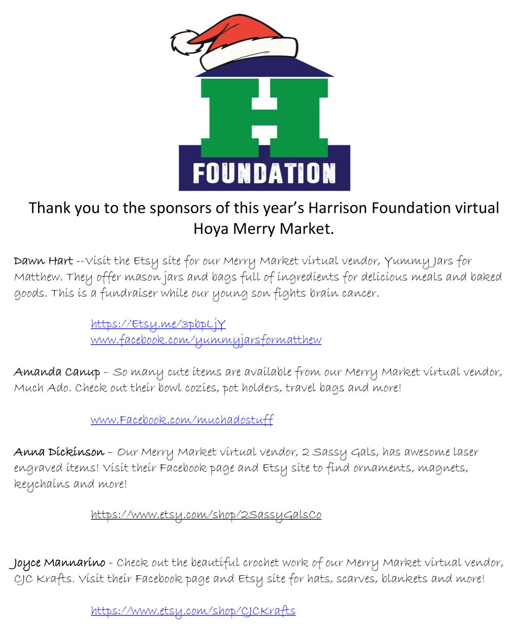 Harrison Foundation Sponsors flyer