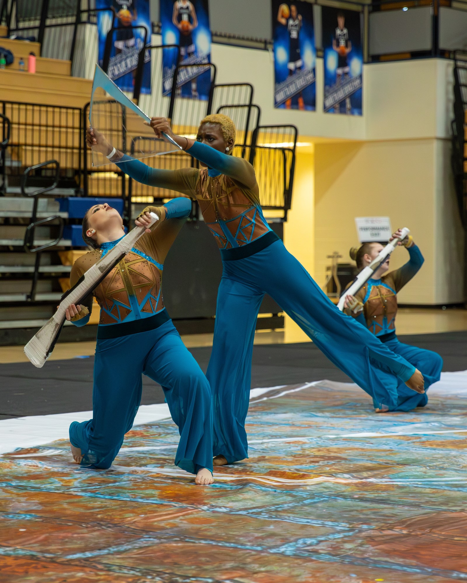two color guard members performing