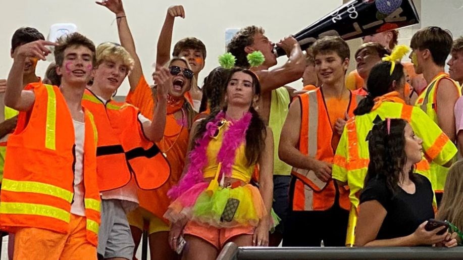 Students in neon