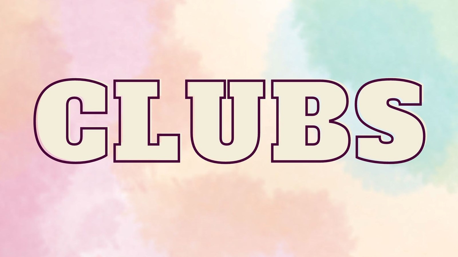 The word club in pastel letters