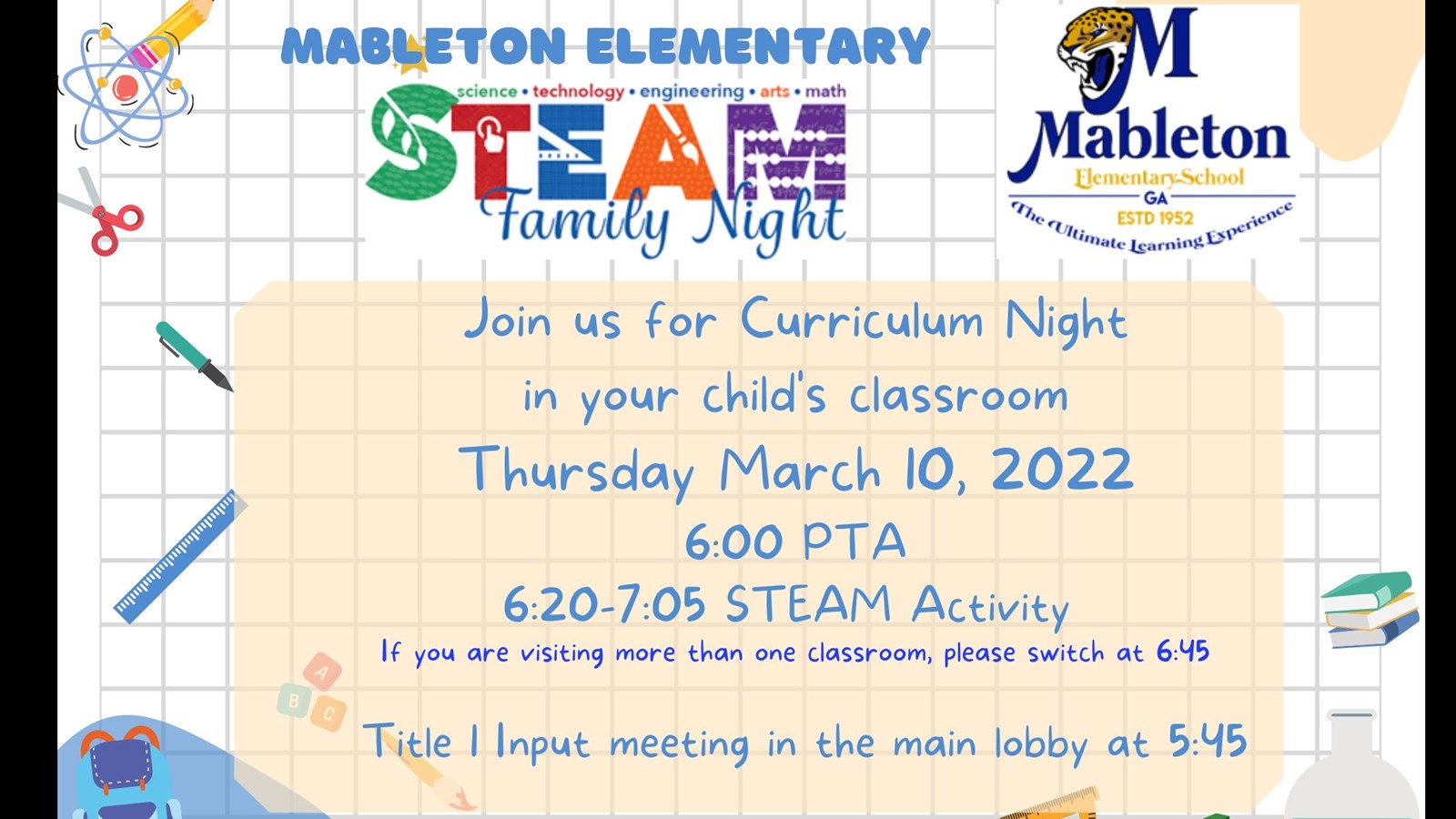 Join us For Curriculum Night!