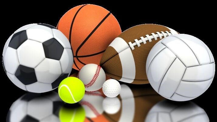 Various balls - soccer, basketball, baseball, golf, volleyball, tennis, football