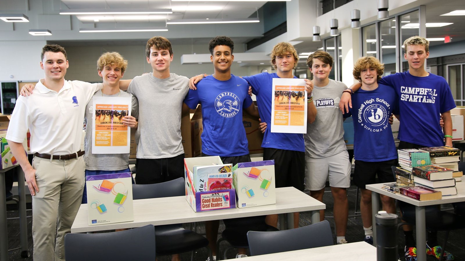Campbell High School students collect thousands of books for libraries in Africa.